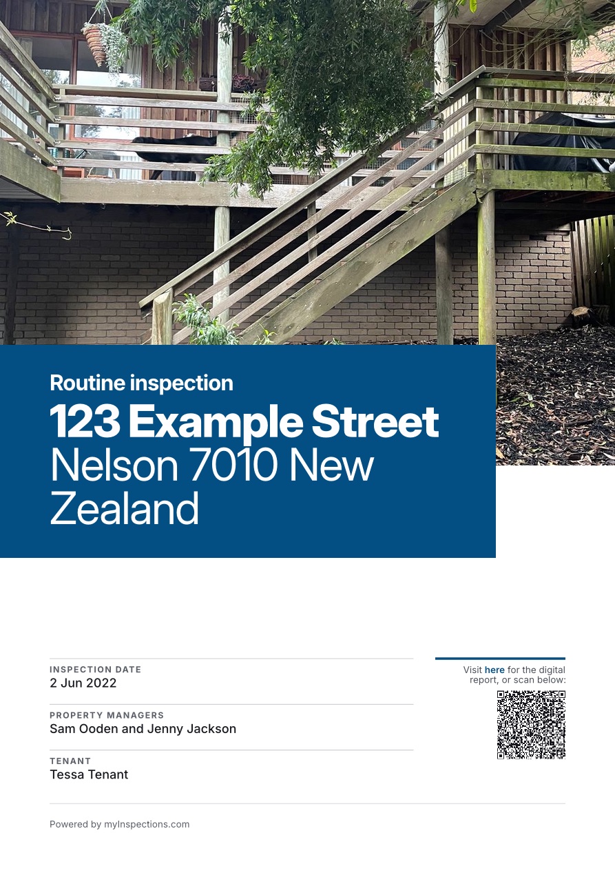 The cover of the example PDF report